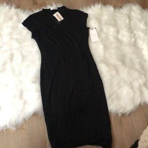 Black high neck midi dress